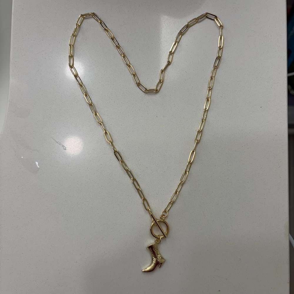 Gold Cowboy Boot Pendant Necklace🤠